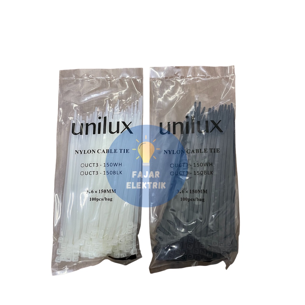 KABEL TIES / CABLE TIES 15 CM PUTIH HITAM UNILUX 3,6X150MM
