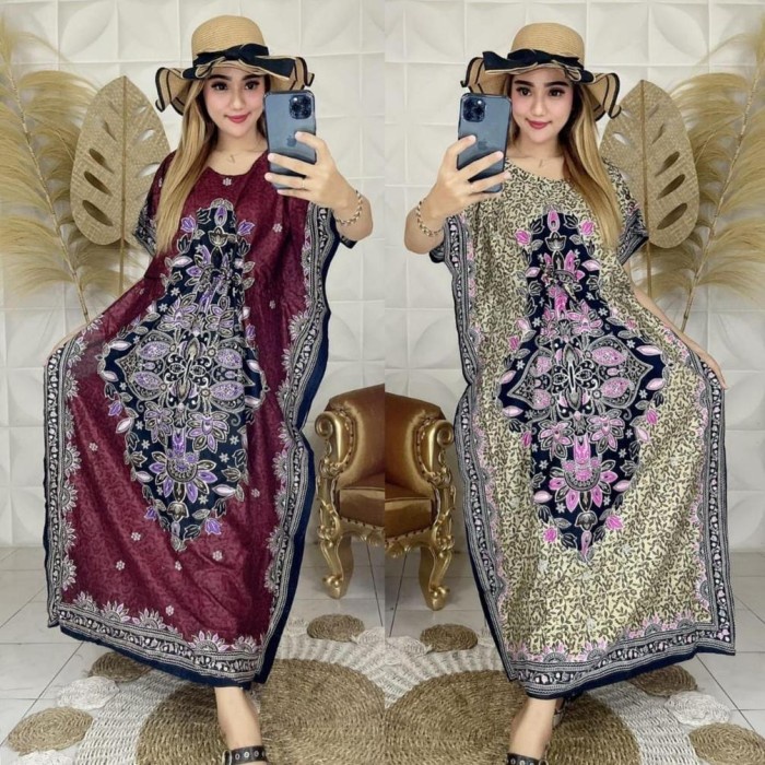 DASTER KAFTAN WANITA DEWASA TERBARU VIRAL 2022 / BAJU SANTAI RUMAH (F2N9) Kaftan Dress Fashion Musli