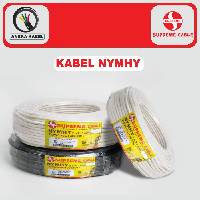 Kabel Listrik Tembaga / Kabel NYMHY 2x2.5mm 3x2.5mm / Kabel Listrik Serabut Merek Eterna Supreme Esp