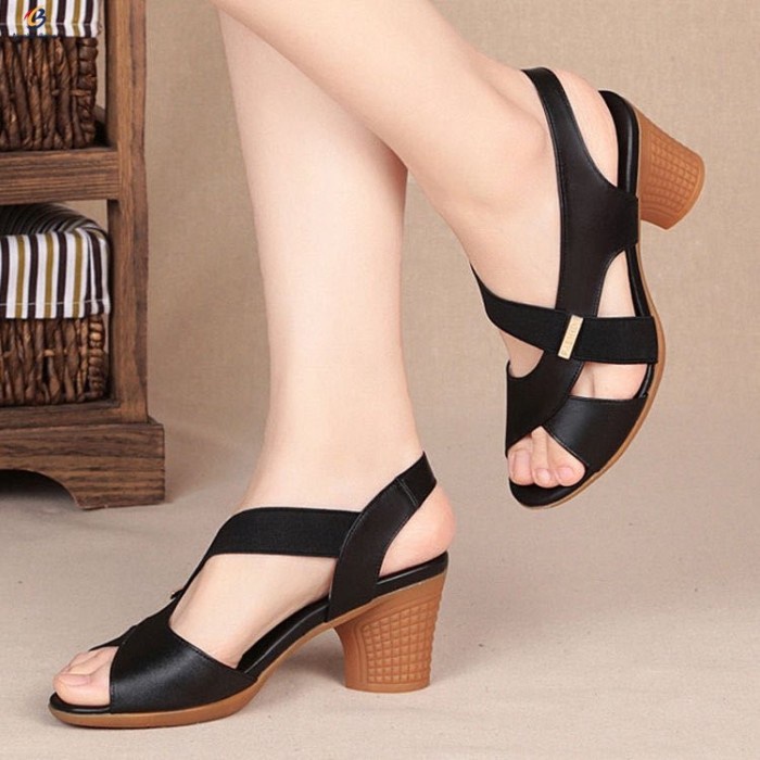 SANDAL SEPATU PESTA KONDANGAN WANITA TERBARU SENDAL HILS HIGH HEELS - Hitam, 36