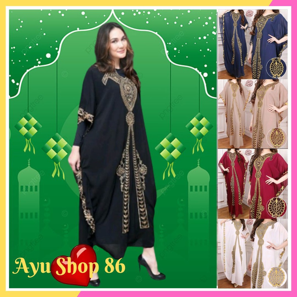 Baju Gamis Kaftan Luna Bordir Pesta Lebaran Terbaru 2023 Busana Muslim Wanita Muslimah Dewasa Remaja