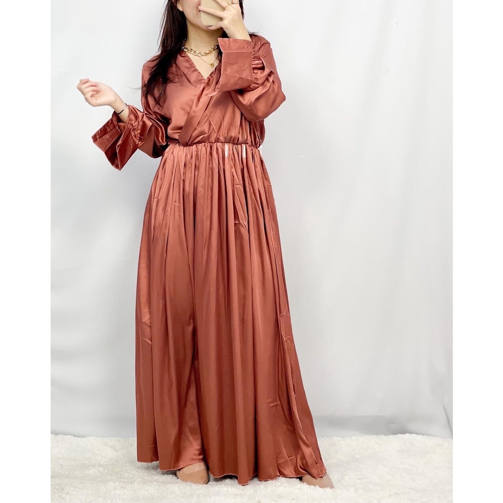 Gamis Athira Satin Silk Polos Premium