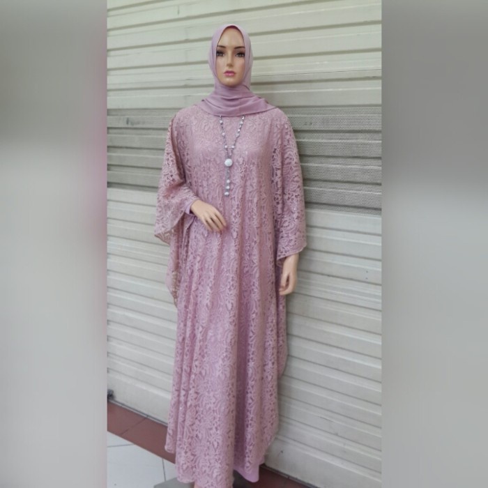 KAFTAN BROKAT ZAHIRA1 FASHION MUSLIM MODERN (LUARAN SAJA) - dushtipink, allsize (4xl) (G5C2) Kaftan 
