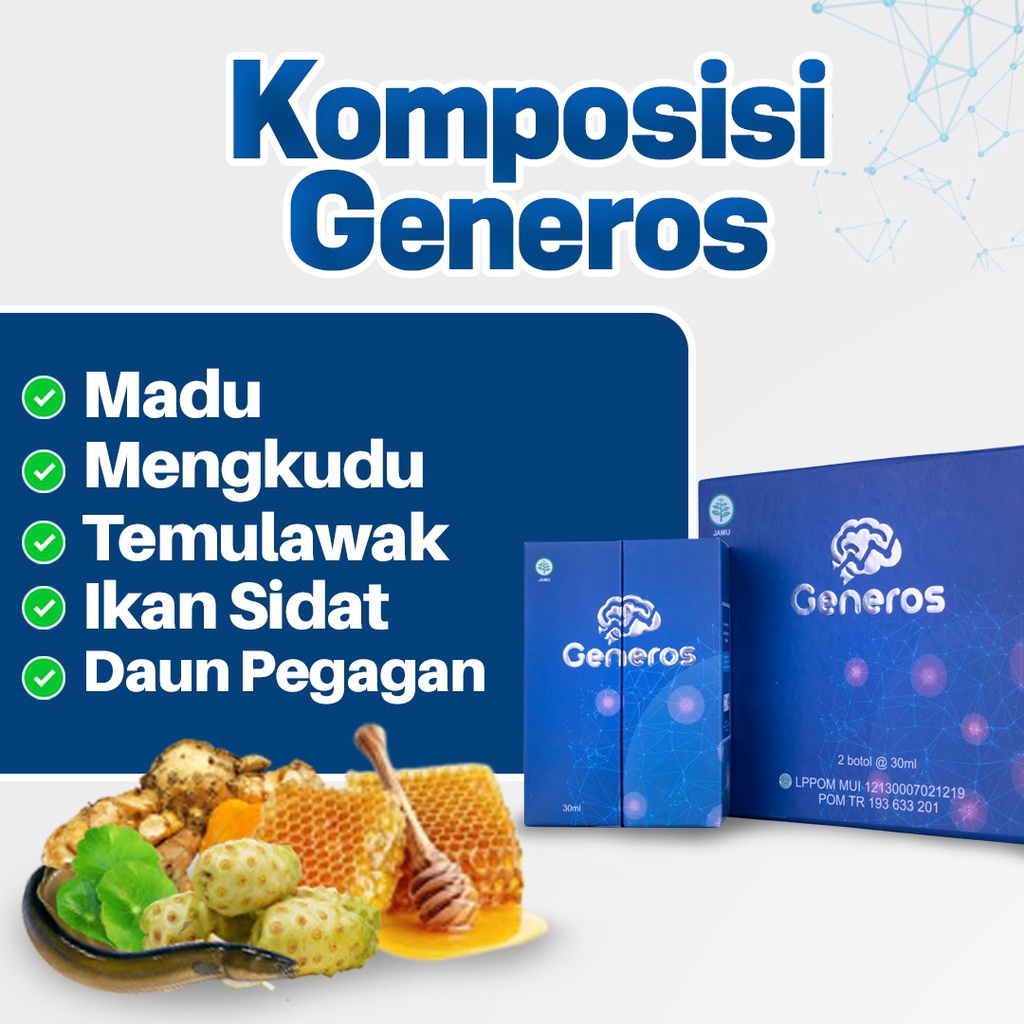 Generos – G-Nero Generoa 100% Bahan Alami Suplemen Nutrisi Otak Vitamin Daya Ingat &amp; Kesehatan Otak Solusi Atasi Speech Delay / Terlambat Bicara Pada Anak Keterlambatan Berjalan Penambah Kecerdasan Peningkat Kreativitas BPOM Halal MUI