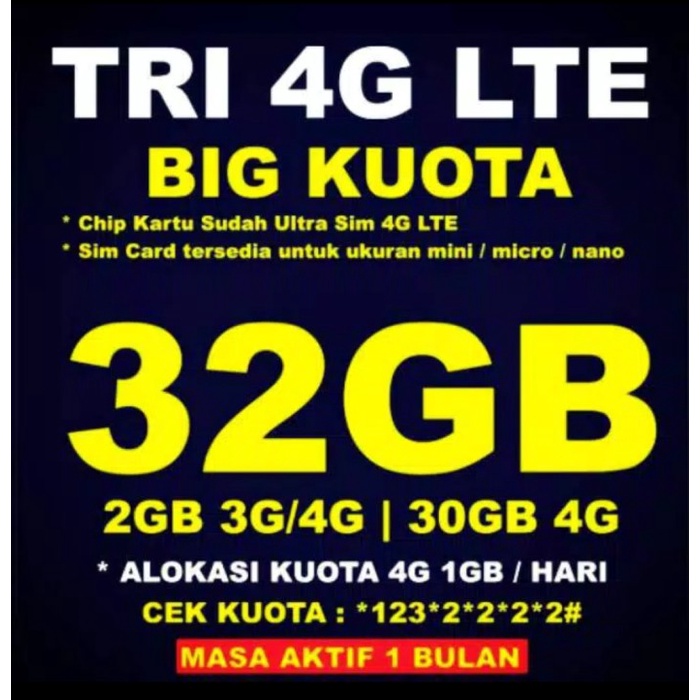 KUOTA TRI 32 GB / KUOTA INTERNET TRI