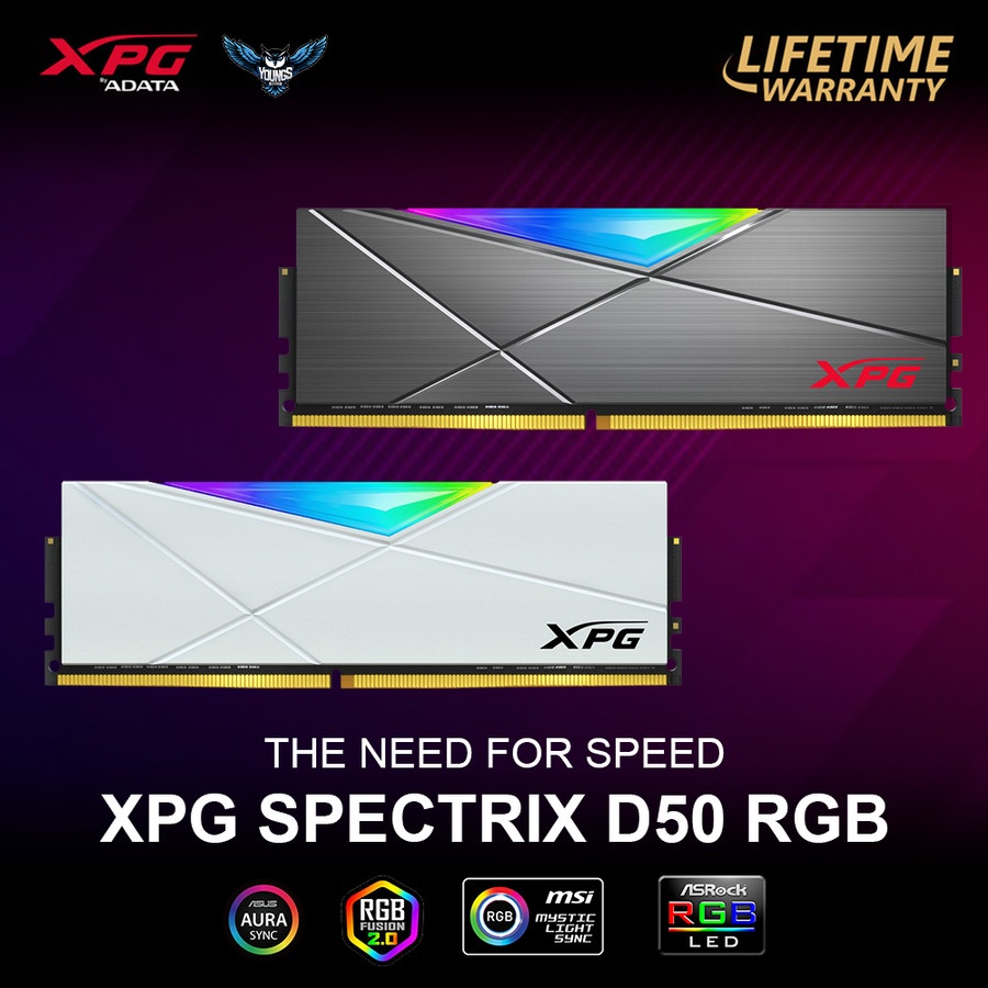 ADATA XPG SPECTRIX D50 RGB 16GB 3200MHz WHITE | SINGLE RAM DDR4 3200