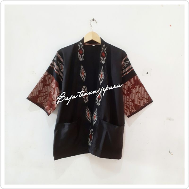 kimono outer tenun unisex baju tenun jepara kp7