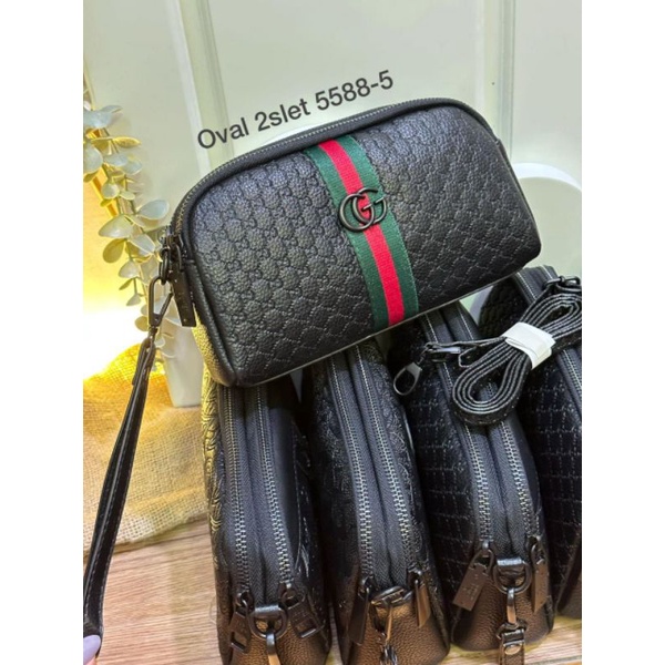 tas oval 2 sleting slingbag, tas ov selempang 2 Zipper kode 5588