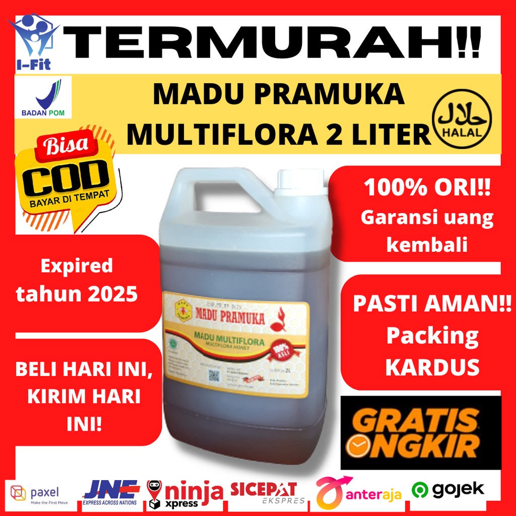 

Madu Pramuka Multiflora 2 Liter 2000 mL Madu Multi flora Murni Alami Original 100%