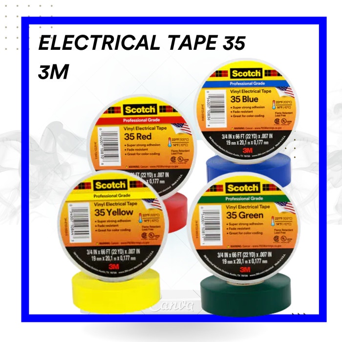 ] 3M Scotch Vinyl Electrical Tape 35 Red/Yellow/Blue/Green 19 mm x 20 m