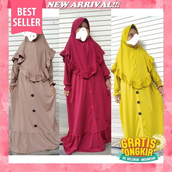 Layla Dress Kids Bahan Katun Madina ( 7-12 Tahun ) Dress Anak Perempuan Gamis Anak Cewek Baju Muslim