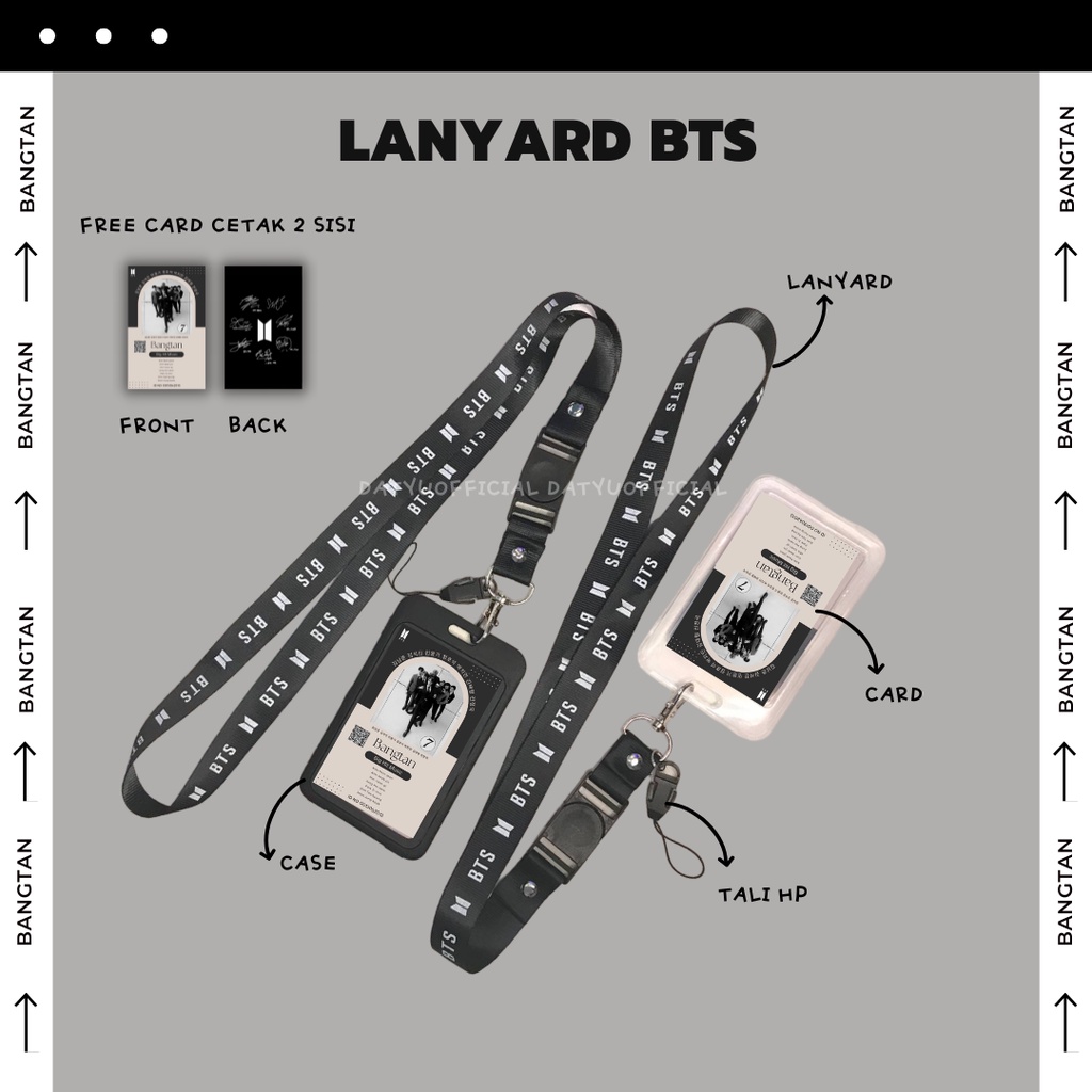 

Tali ID Card KPOP Bangtan | Gantungan KPOP Tali Lanyard UN OFFICIAL| Name tag | Datyu