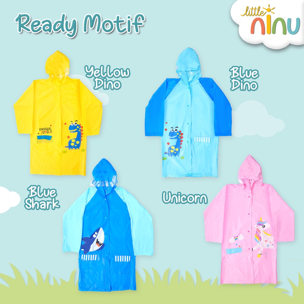 LITTLE NINU Jas Hujan Anak Mantel Ponco Karakter Lucu 0007