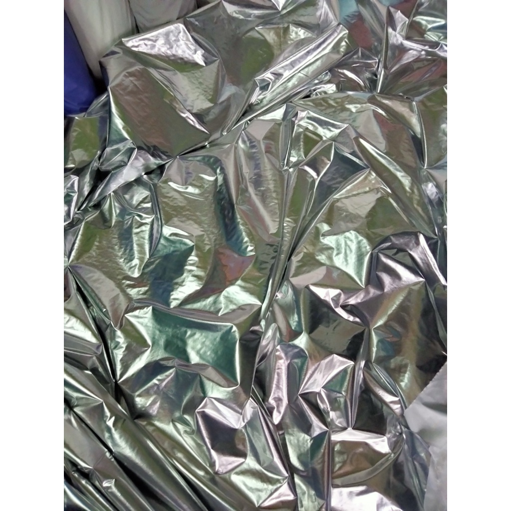 Bergaransi Kain Parasut Korea Bahan Despo Kain Impor Silver Metalik Glossy