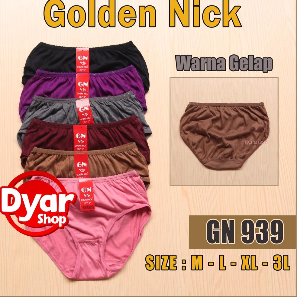 SALE [ 6 pcs ] Celana dalam wanita Golden nick 939 || Celana Dalam Wanita Golden Nick Warna Gelap - 