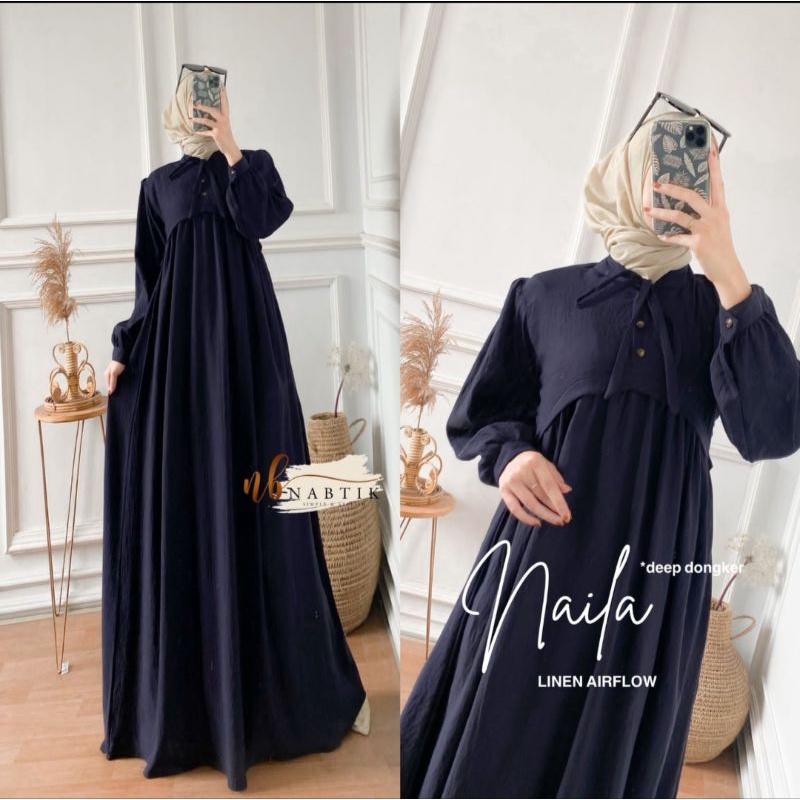 Neww gamis wanita Naila polos terlaris original by nabtik