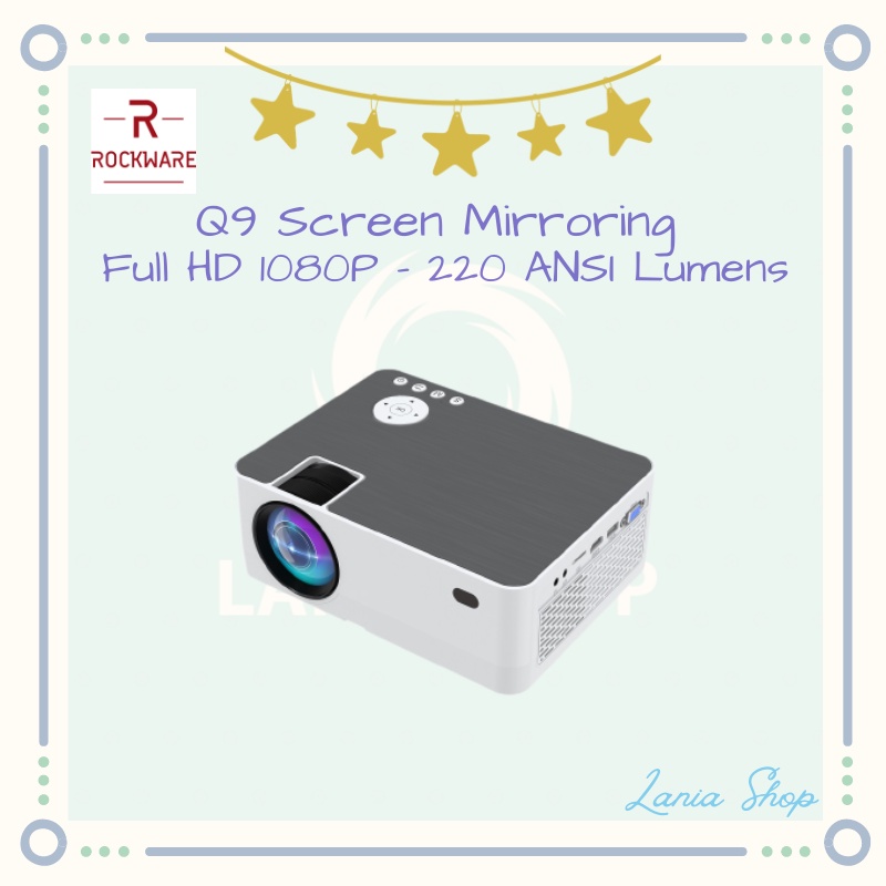 ROCKWARE Q9 Screen Mirroring Full HD Projector 1080P - 220 ANSI Lumens