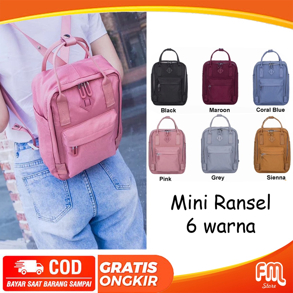 Tas Ransel Wanita Import Basic Color 3514 / Backpack Wanita Model Kanken Bahan Kipling