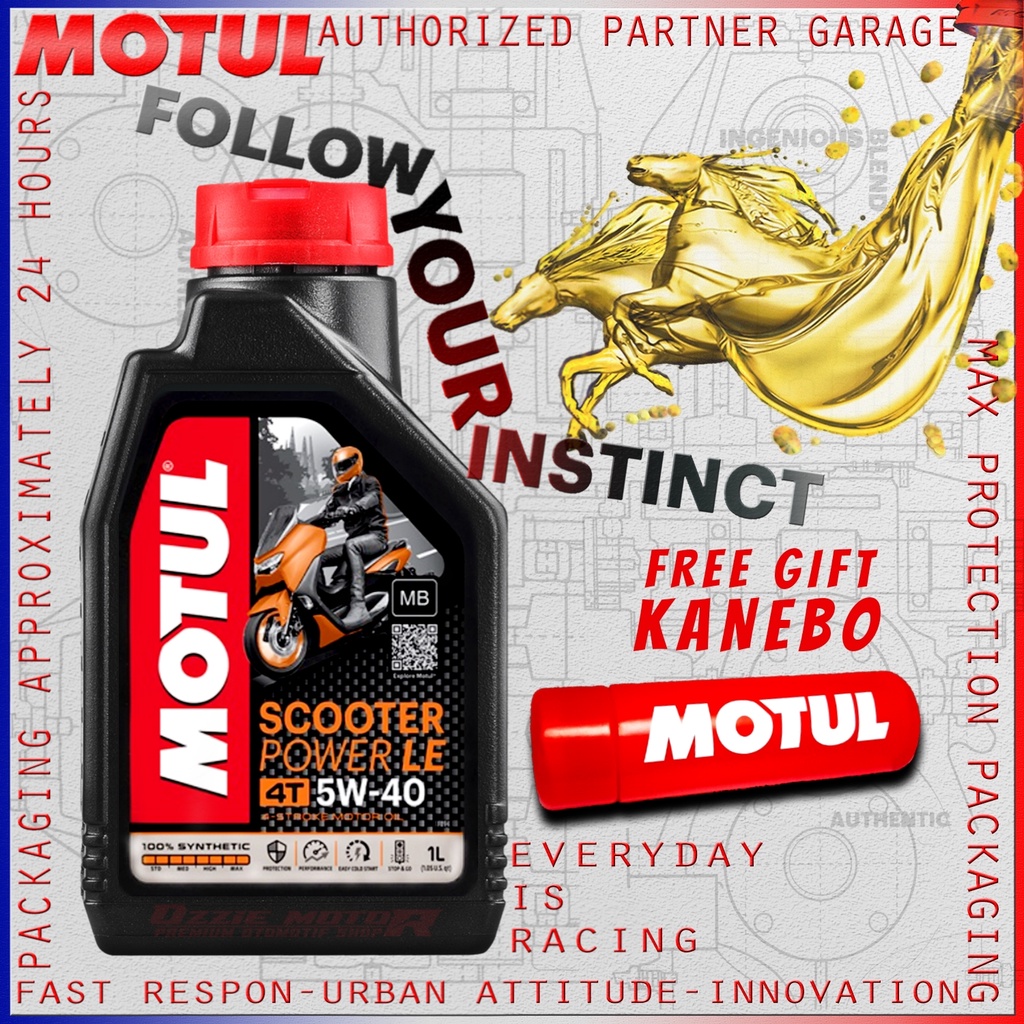 MOTUL SCOOTER POWER LE 1L 5W40 OLI MOTOR IMPORT ORIGINAL BONUS KANEBO MOTUL / KEYCHAIN GANTUNGAN KUNCI MOTUL