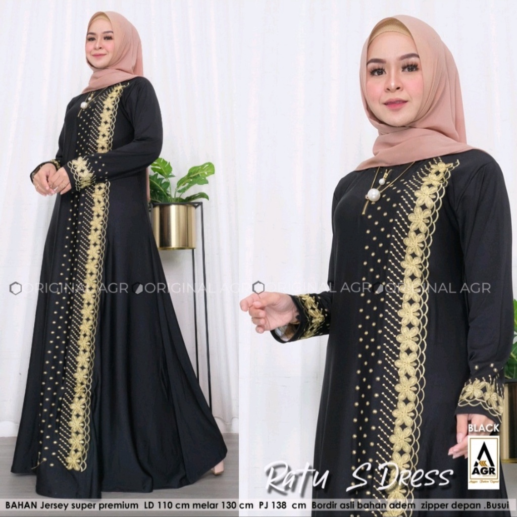 Gamis Muslimah Jumbo Khalifa Bordir Athaar Maxy Super Jumbo xxxl Ld 130cm Jersey Motif Brodir Timbul Ratu Senja Abaya Fashion Muslimah Baju Lebaran Wanita Muslimah Syar'i Dres Kondangan Polos Tebal Premimum Athaar Maxi Arabian Ratu S Dres Pesta Mewah