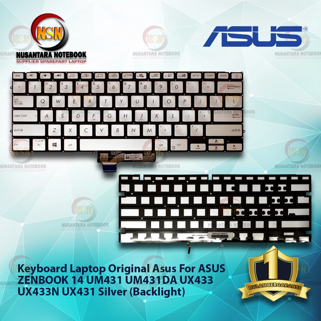 Keyboard Original Laptop Asus UM431 UX431 V431 K431 Backlight (SILVER)