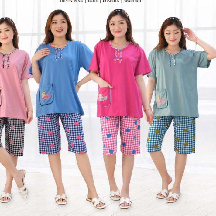 ➳ TERMURAH Baju Tidur Babydoll Piyama FOREVER Sweet Concept  ¾ 3/4 Celana Pendek Selutut Mama Size U
