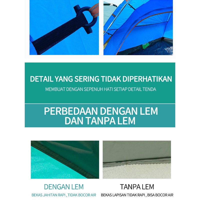 Tenda Camping 3-4 Orang Portable Waterproof Camping Tent / kebutuhan semalam yang liar Aksesoris Tenda