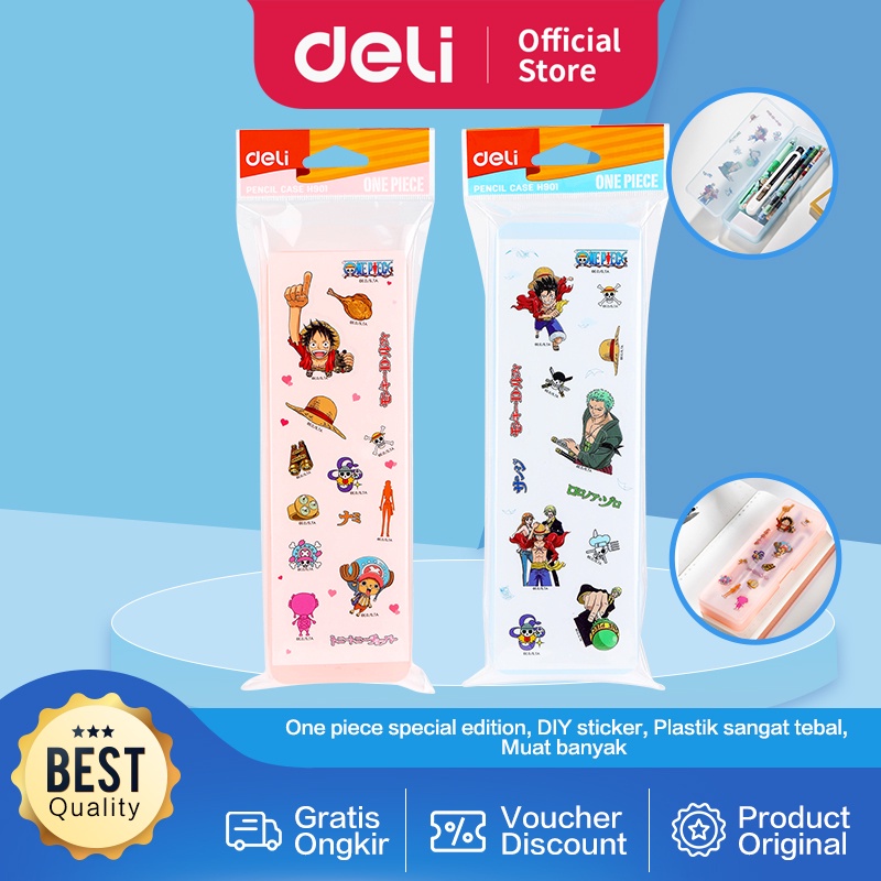 

Tempat Pensil DELI EH901 One Piece / Deli Plastic Pencil Case EH 901 / Tempat Pensil Plastik Dengan Sticker One Piece H901