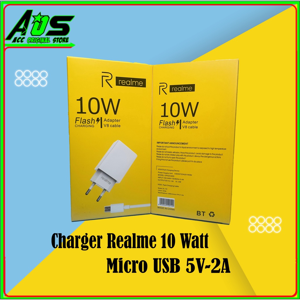 Charger REALME 10W AK933 2A - V8 - MICRO USB ORIGINAL C1 C2 C3 C11 C12 C15 C20