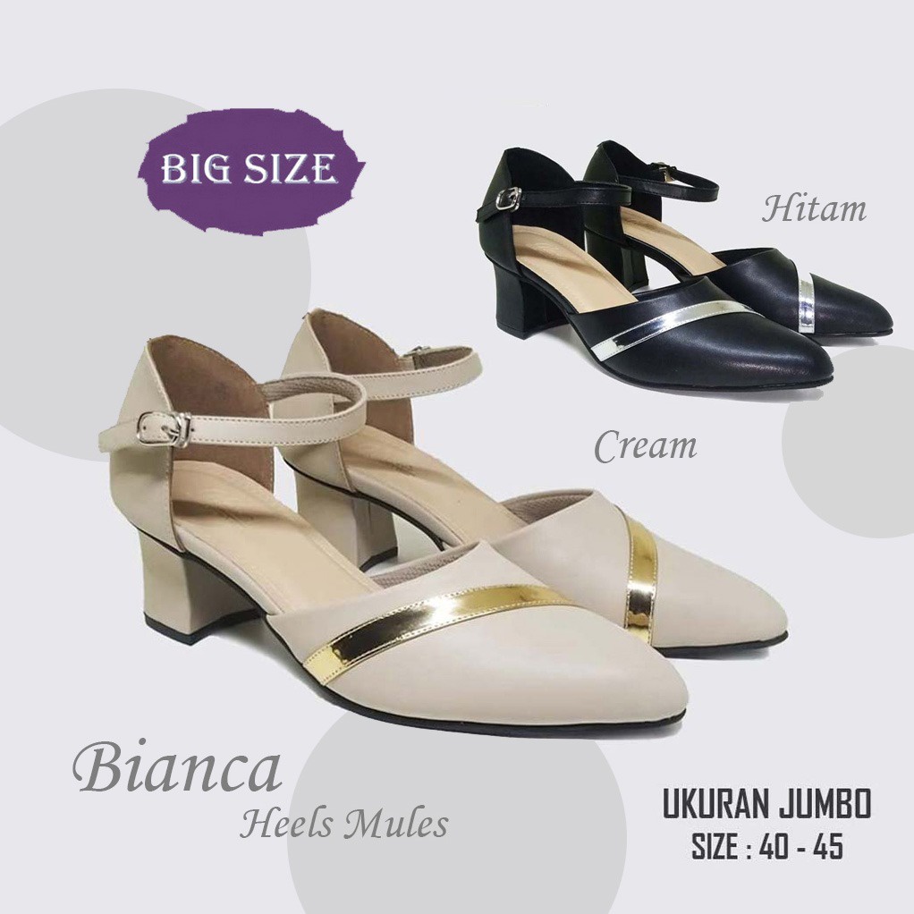 BIANCA X ZAGIB HEELS MULES BIG SIZE | Sepatu Wanita Pesta Formal Ukuran Jumbo Besar 40-45