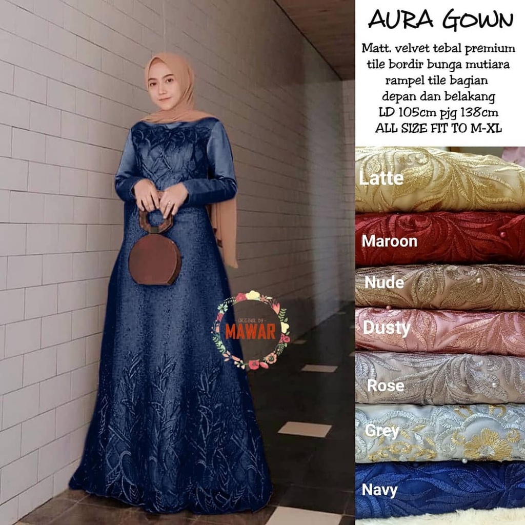 Aura Gown Dress Kondangan Brukat Tille Jumbo XXXL Gamis Muslim Brukat Ld 120CM Party Dress Muslim MUSLIMAH SERAGAMAN LAMARAN PERNIKAHAN KONDANGAN PARTY DRESS LEBARAN TERBARU WISUDA GAMIS FULL BRUKAT MURAH GROSIR KONVEKSI GAMIS PESTA SUPER JUMBO