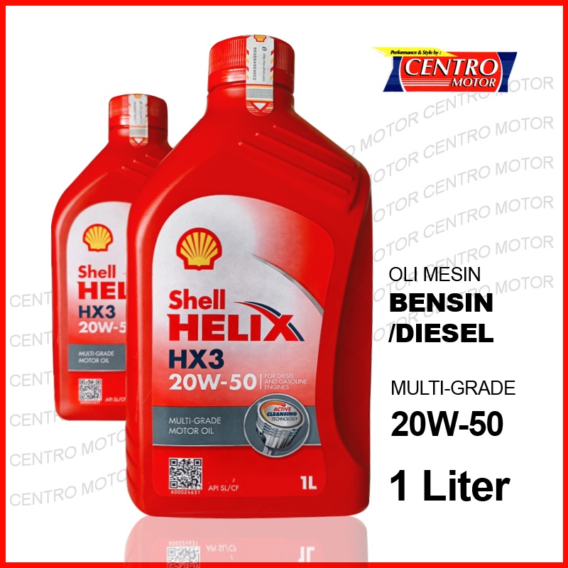 SHELL HELIX HX3 1Liter. Oli Mesin Bensin/Diesel sae 20W50