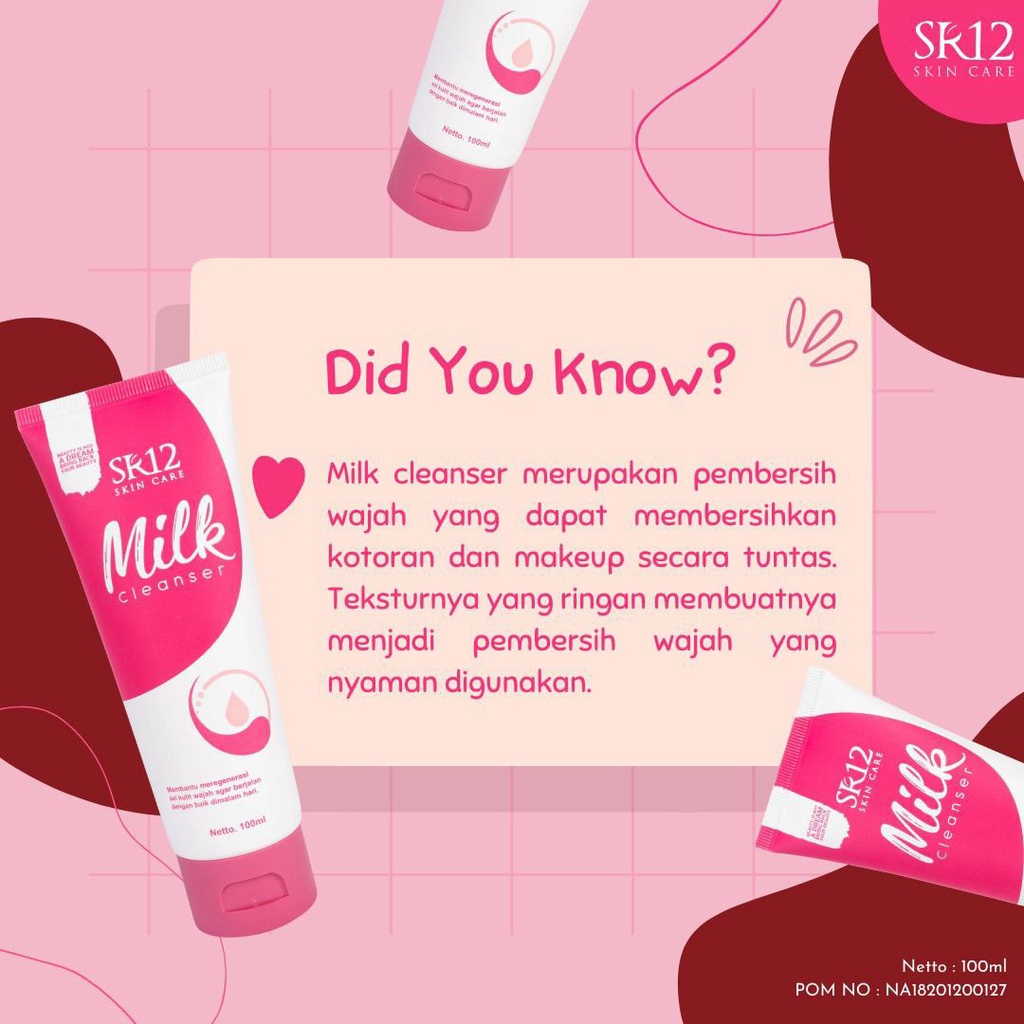 Milk Cleanser SR12 Pembersih Wajah BPOM Ampuh Mengangkat Sisa Makeup dan Kotoran Diwajah 100 ml