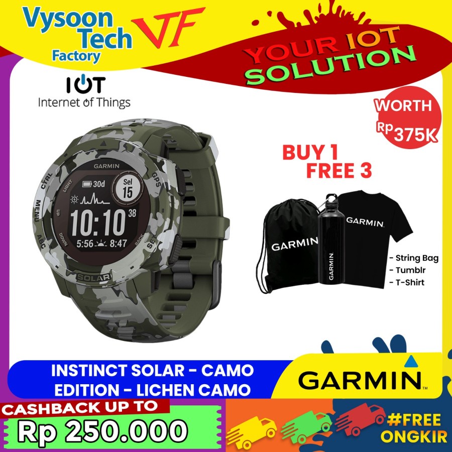 Garmin Instinct Solar Camo Edition - Lichen Camo Garansi Resmi 2 Tahun