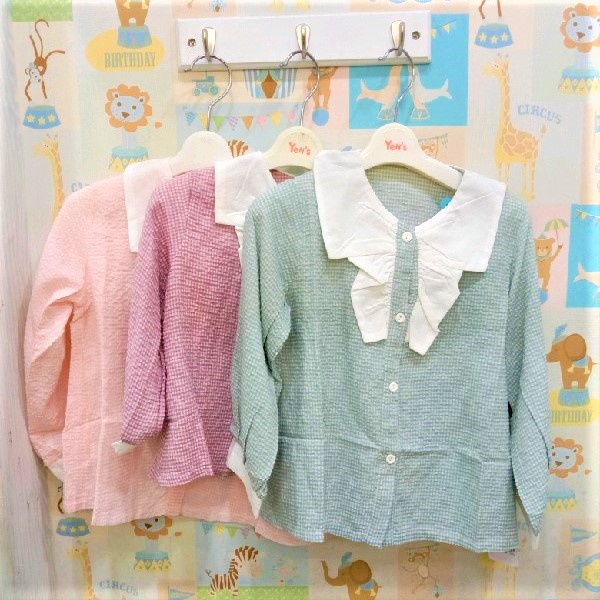 Blouse Tangan Panjang Kotak Anak Perempuan