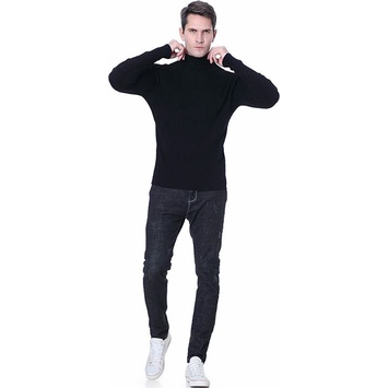 [ NEVARA ] MEN TURTLE NECK LONG SLEEVE - SWEATER TURTLE NECK PRIA LENGAN PANJANG HITAM PUTIH