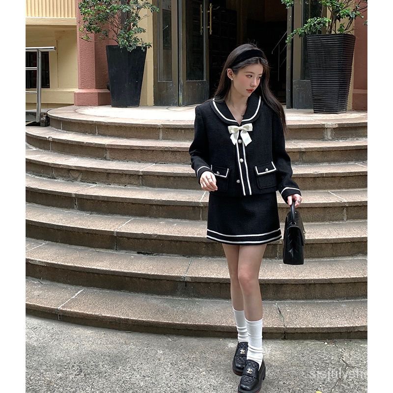 [✅BISA COD] #Sisjuly# Setelan angin dupa kecil hitam wanita temperamen jaket lengan panjang pinggang