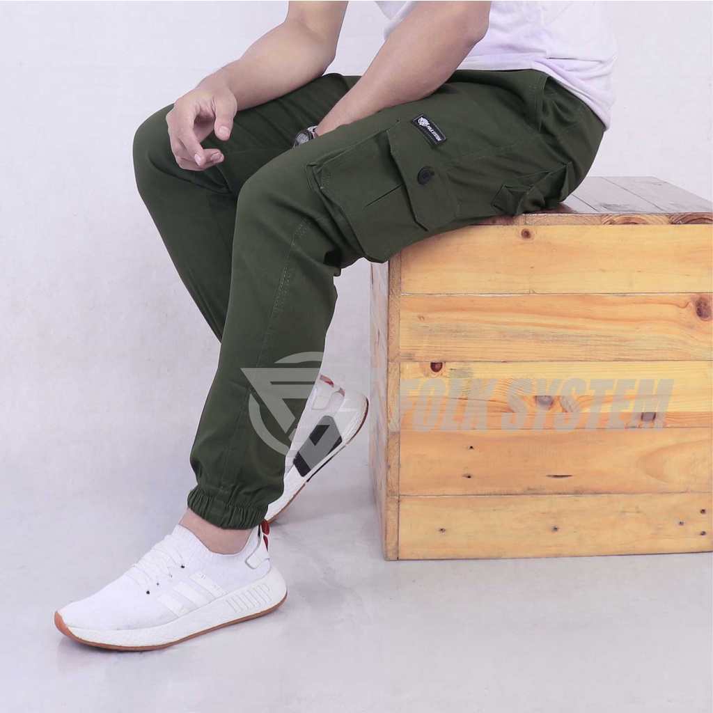 Celana Panjang Chino Jogger Cargo Pria Folksystem