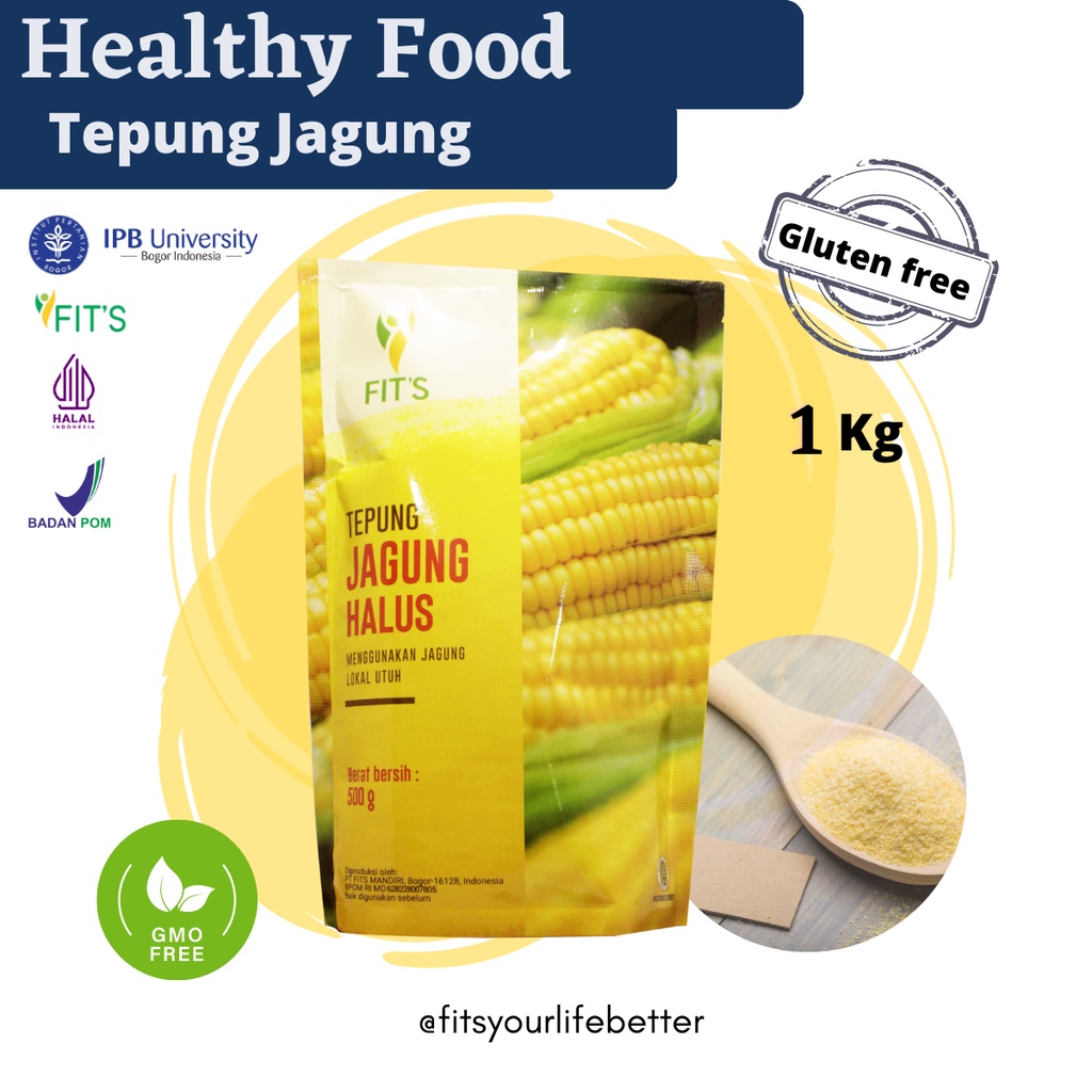 

Tepung Jagung (polenta) Fits Mandiri 1kg kemasan ekonomis Non GMO