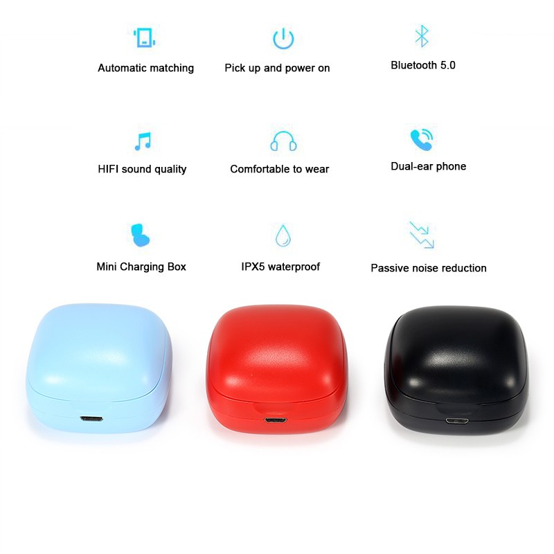 GROTIC Headset Bluetooth Earphone Wireless Stereo HIFI BT5.0 Sport Music Mini Earbuds TWS XG12