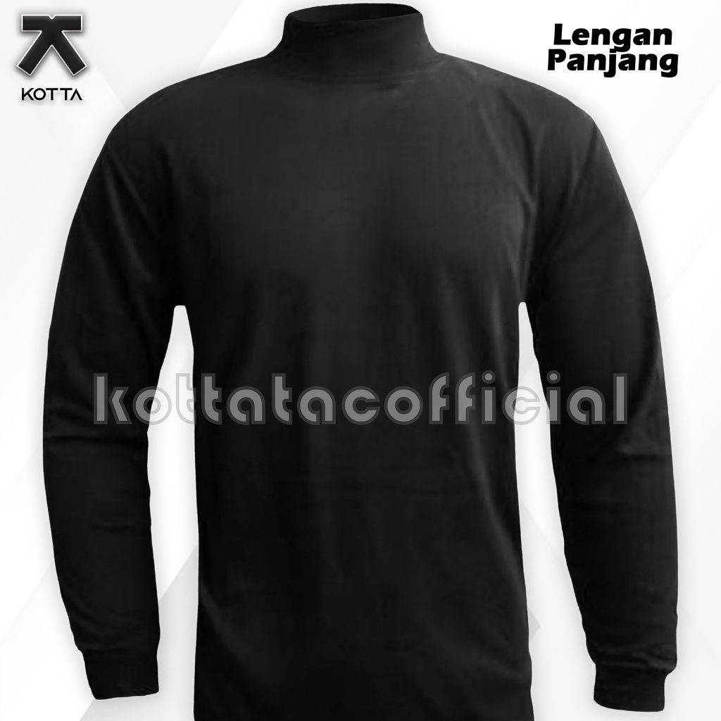 KAOS HITAM KERAH TINGGI LENGAN PANJANG - KAOS TURTLENECK PRIA WANITA - KAOS LEHER TINGGI