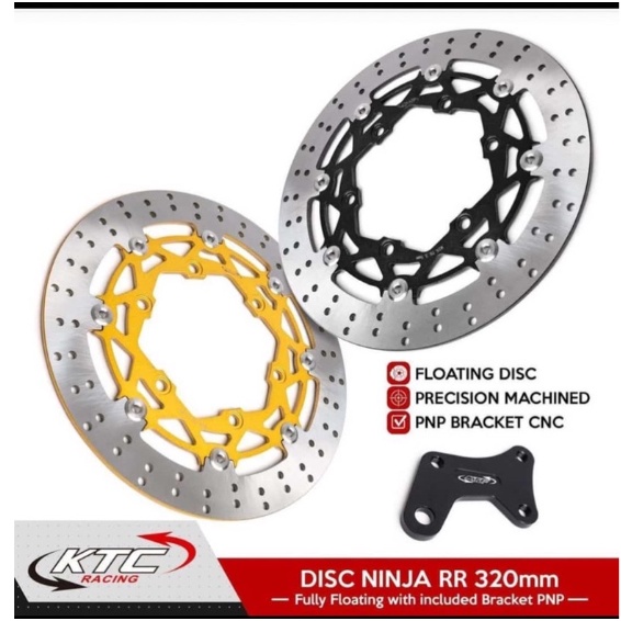 Piringan Cakram Disc KTC Racing Besi Floting Stanless Carburator 320mm Plus Breket Kaliper Cakram Kaliper Standar ninja 250 ninja RR150