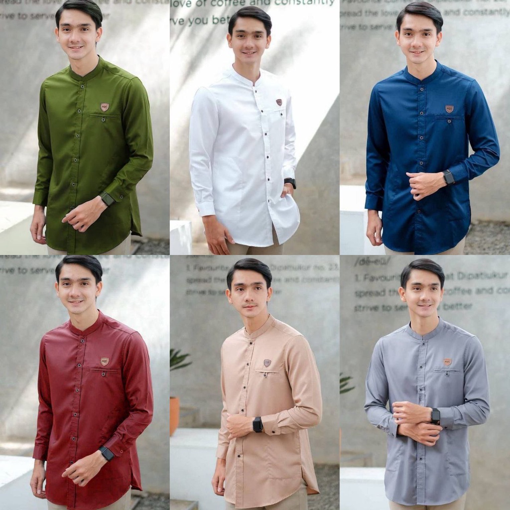 Baju Koko Kurta Lengan Panjang Baju Koko Fashion Muslim Pria Dewasa Terbaru