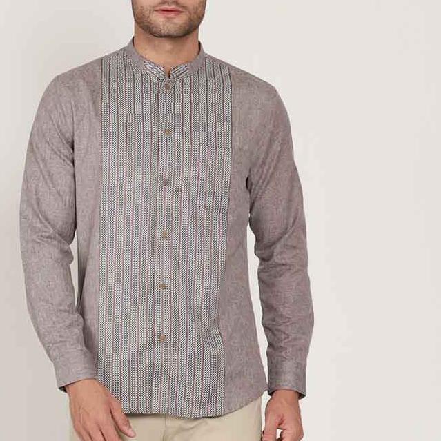 ➢ KOKO KAHAR GREY Kemeja Casual Formal Pria Lengan Panjang LS - Baju Atasan Top Man Muslim Shirt Edw