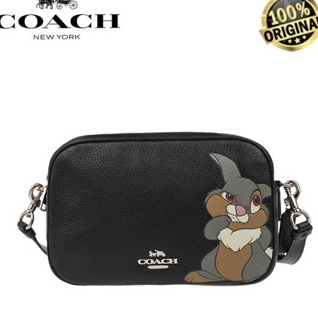 (100% ORIGINAL) TAS COACH X DISNEY THUMPER CAMERA BAG BLACK CALFSKIN