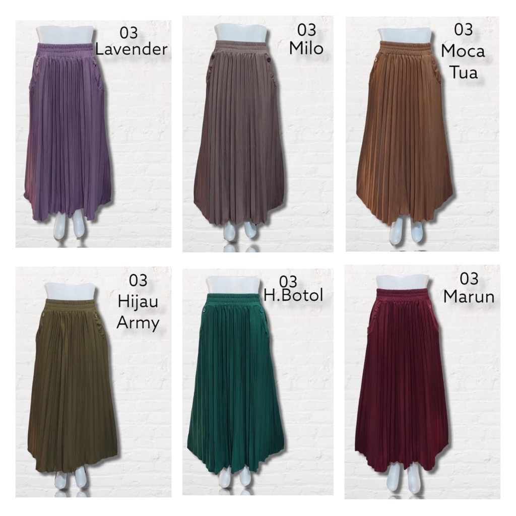 D-01 Rok Polos kancing + saku /Rok Plisket panjang Rok muslim/Mayung/Payung Terbaru Termurah Terlaris