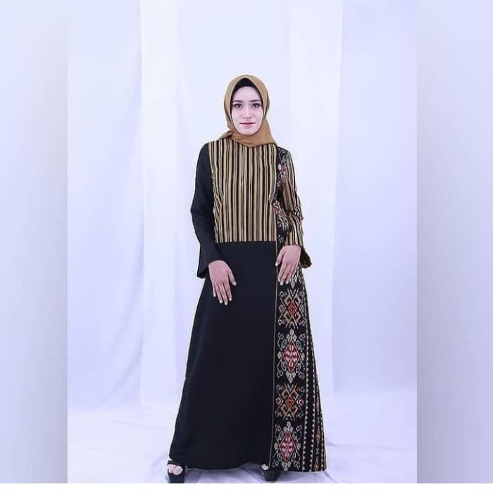 Halaandshop- Gamis Tenun Etnik Kombinasi Toyobo