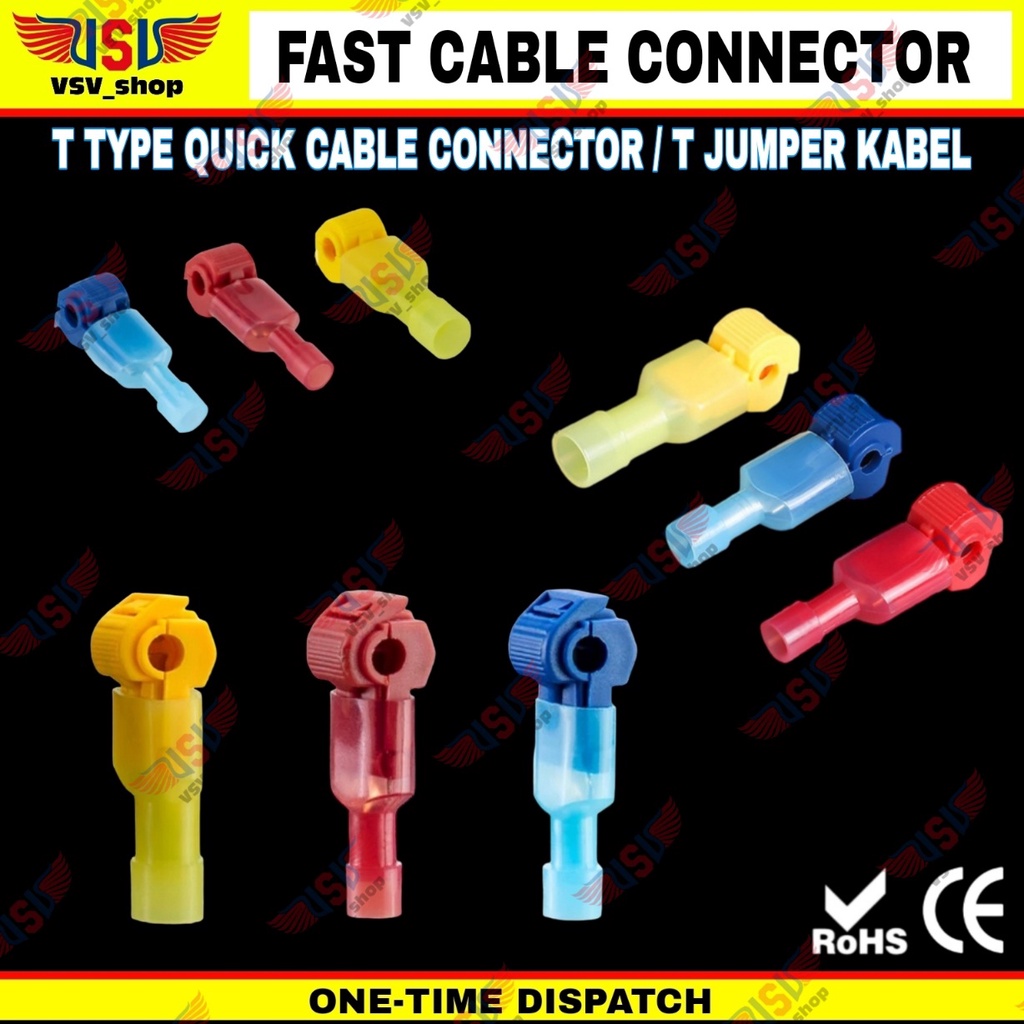 Konektor kabel listrik T Jumper Scotch Lock Quick Cable Connector Sambungan Kabel MERAH