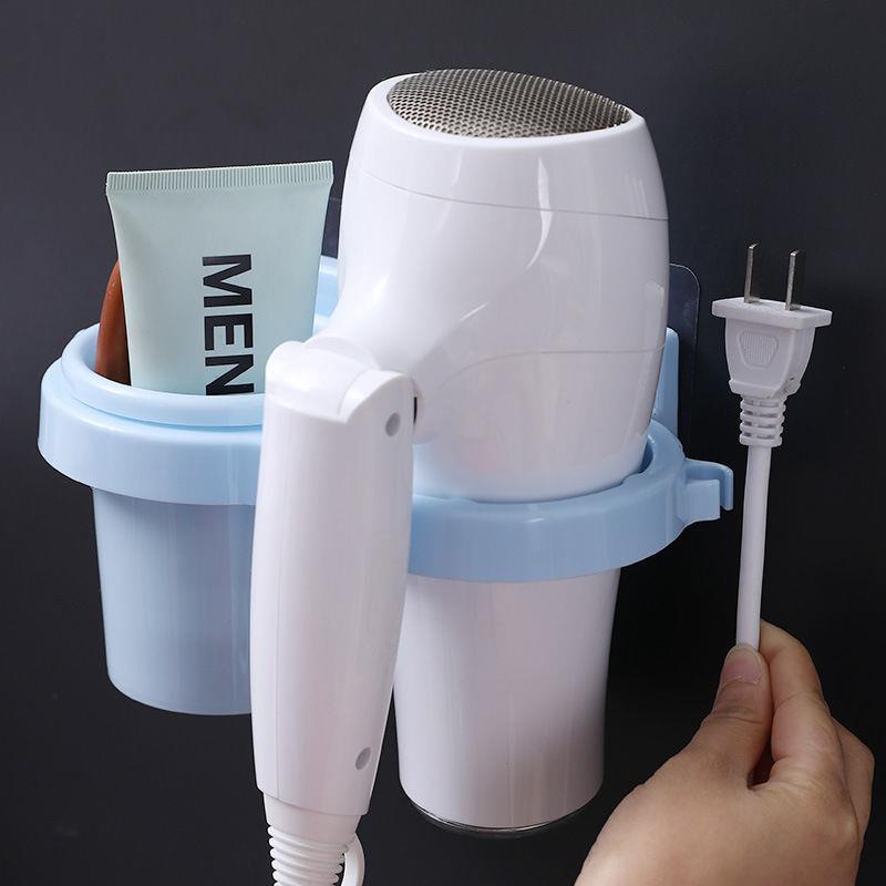 FYGALERY HL0214 Gantungan Hair Dryer 2 in 1 Rak Tempel Penyimpanan Sisir Sikat Gigi