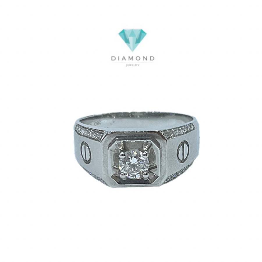 Diamond Man ring Retro /cincin pria 18K White gold-Diamond Jewelry